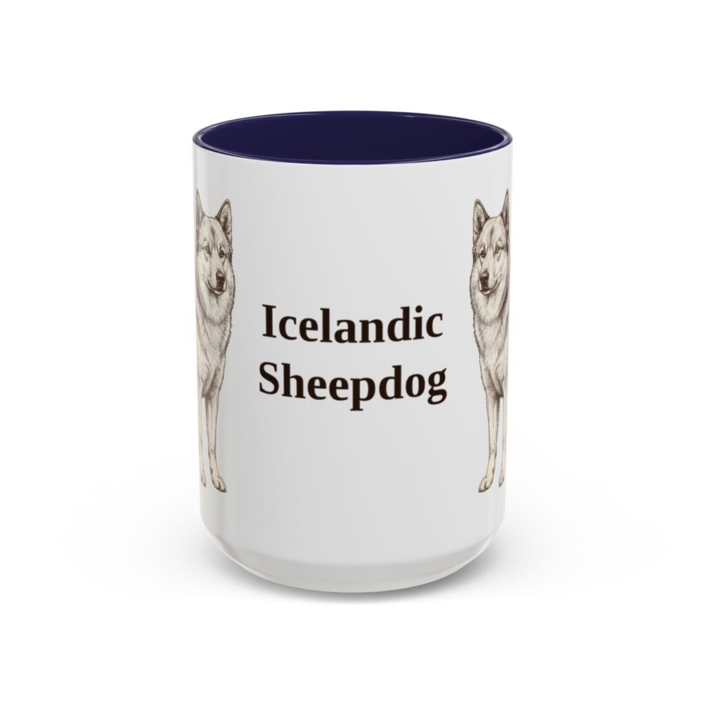 15oz Icelandic Sheepdog Mug, Navy, front view