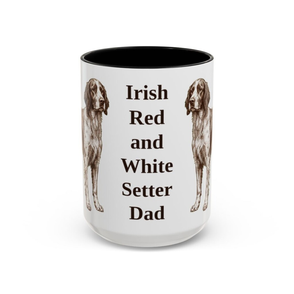 15oz Irish Red and White Setter Dog Dad Mug, Black, front view