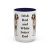 15oz Irish Red and White Setter Dog Dad Mug, Navy, front view