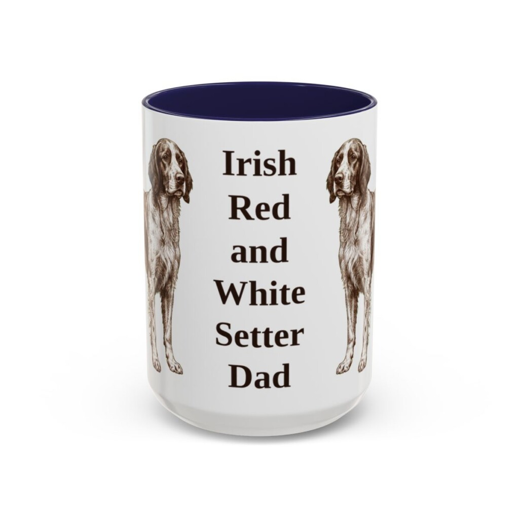 15oz Irish Red and White Setter Dog Dad Mug, Navy, front view