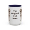 15oz Funny Irish Red and White Setter Mug, Navy, front view