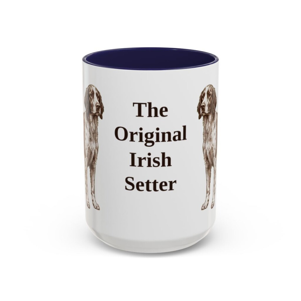15oz Funny Irish Red and White Setter Mug, Navy, front view