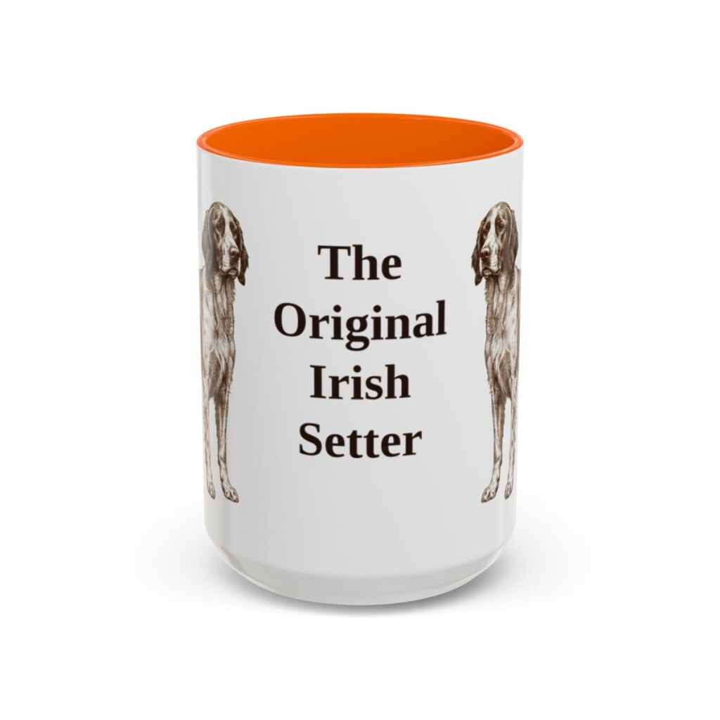 15oz Funny Irish Red and White Setter Mug, Orange, front view