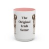 15oz Funny Irish Red and White Setter Mug, Pink, front view