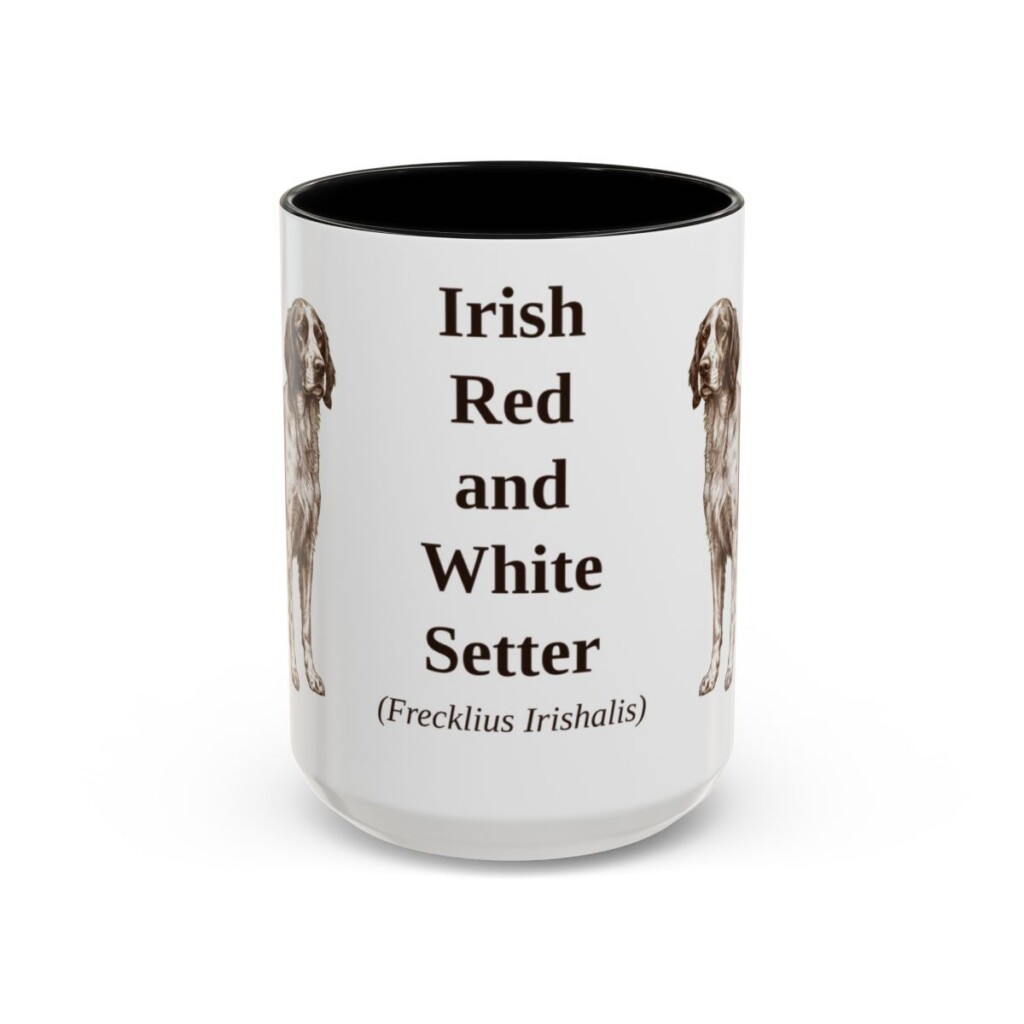 15oz Irish Red and White Setter Latin Mug, Black, front view