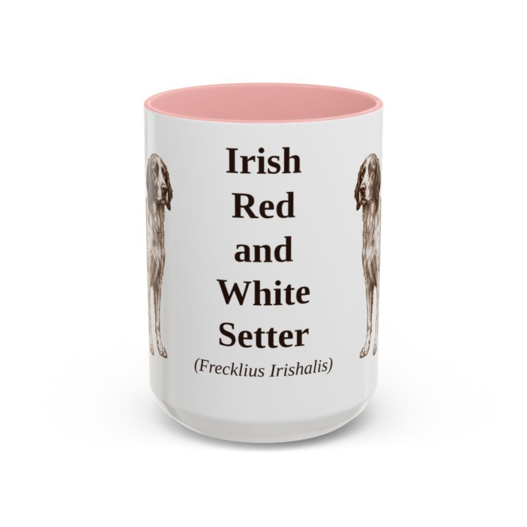 15oz Irish Red and White Setter Latin Mug, Pink, front view