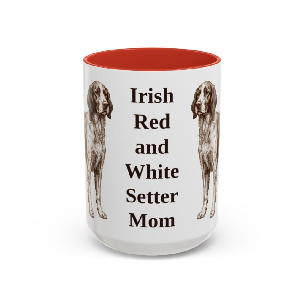 15oz Irish Red and White Setter Dog Mom Mug, Red, front view