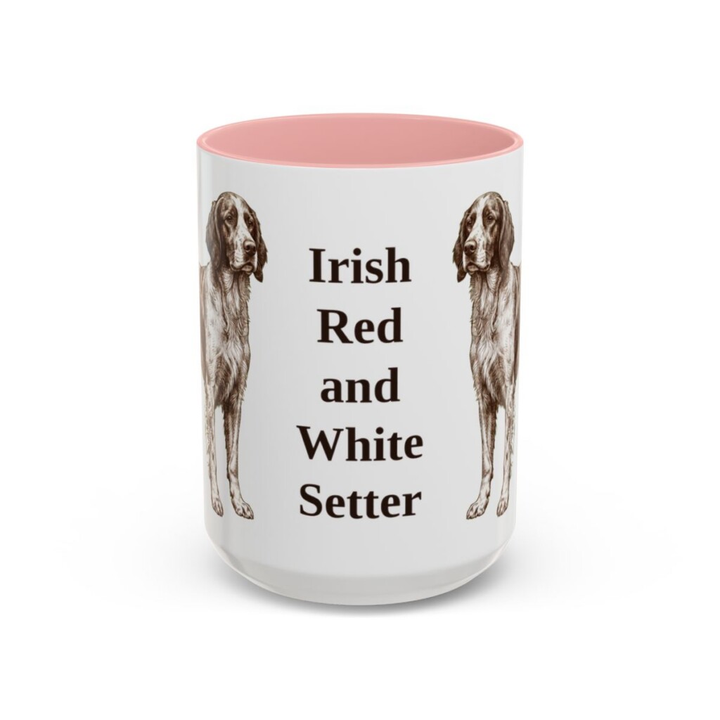 15oz Irish Red and White Setter Mug, Pink, front view