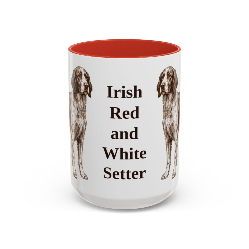15oz Irish Red and White Setter Mug, Red, front view