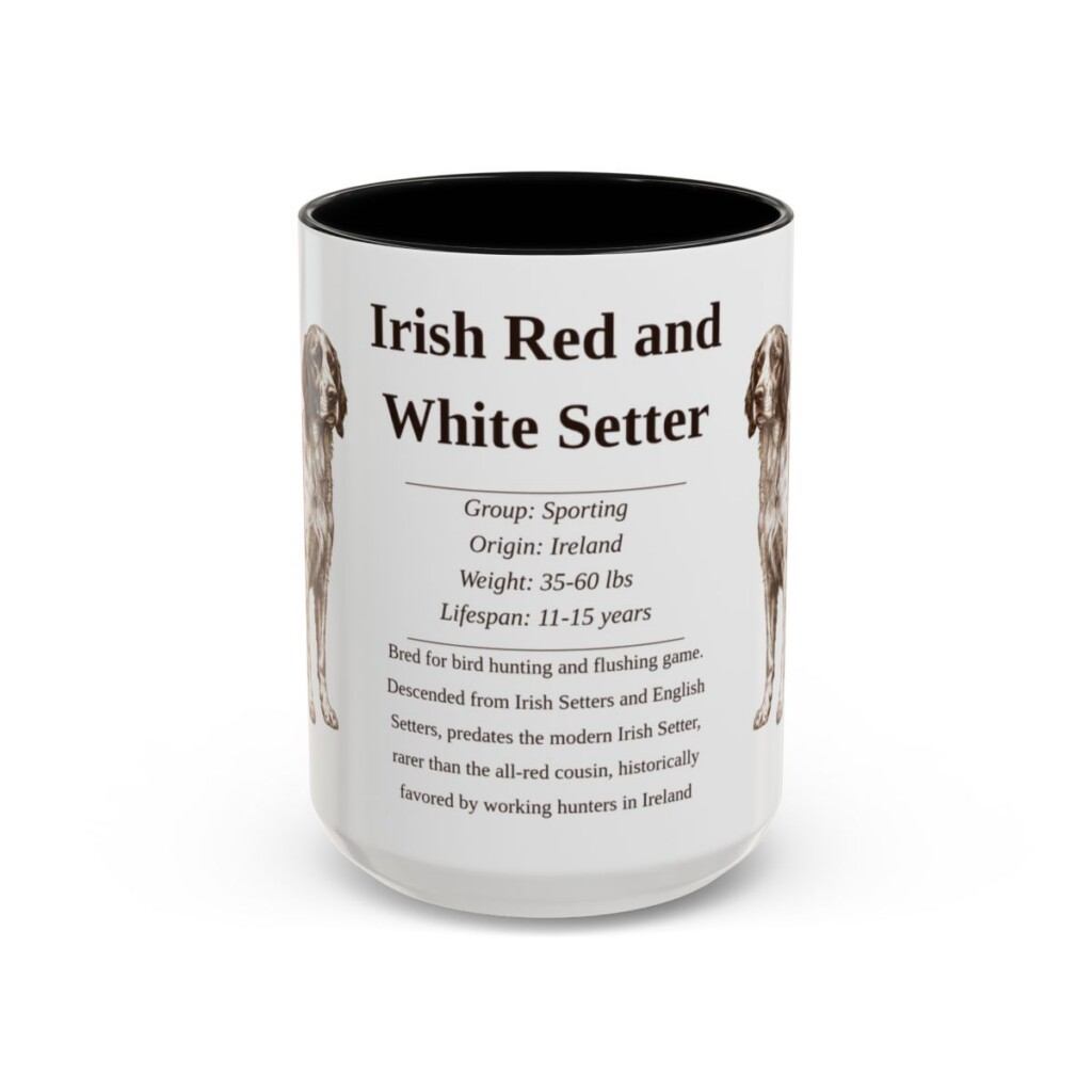 15oz Irish Red and White Setter Mug, Black, front view