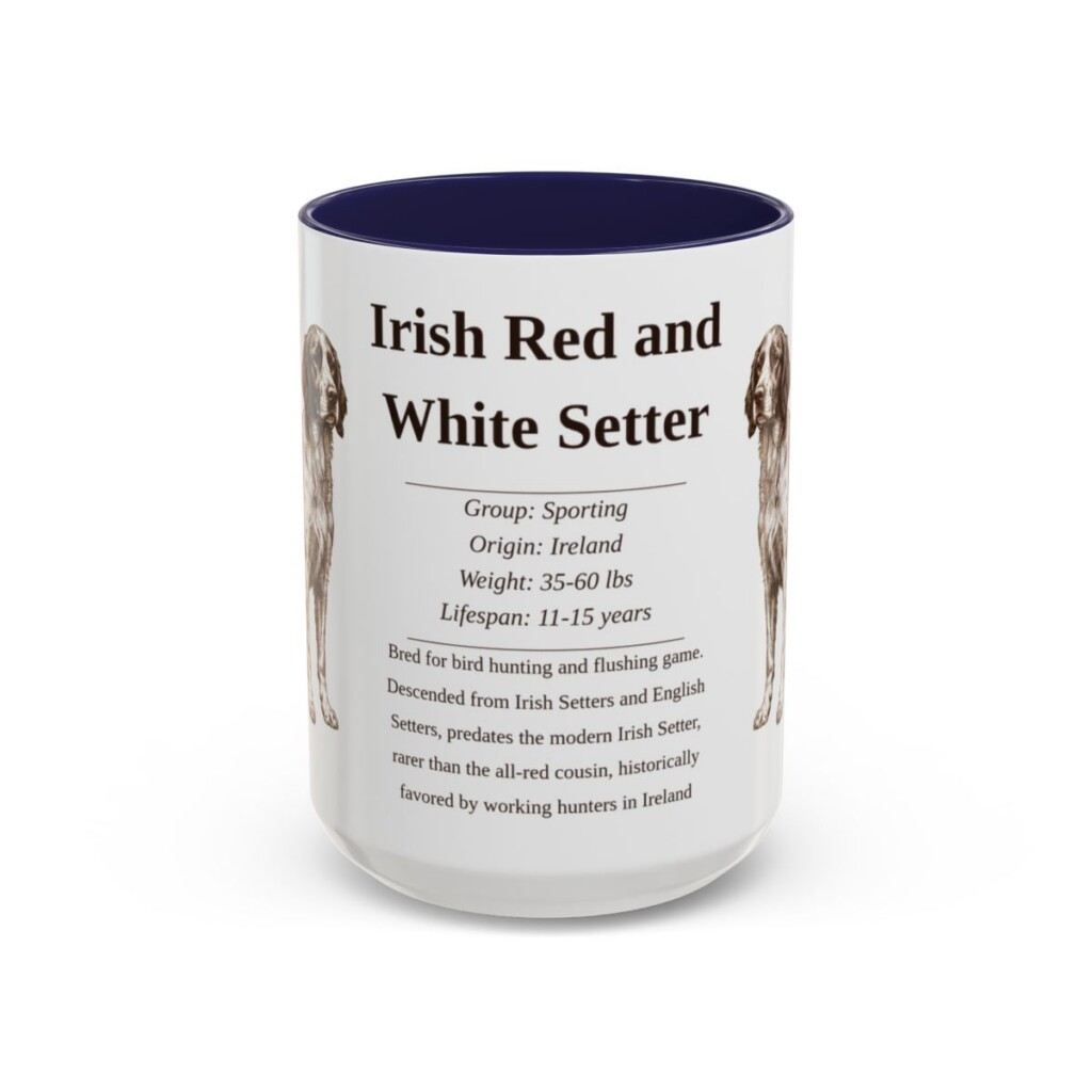 15oz Irish Red and White Setter Mug, Navy, front view
