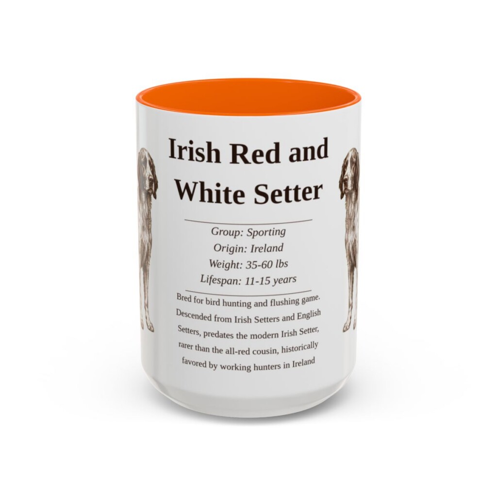 15oz Irish Red and White Setter Mug, Orange, front view