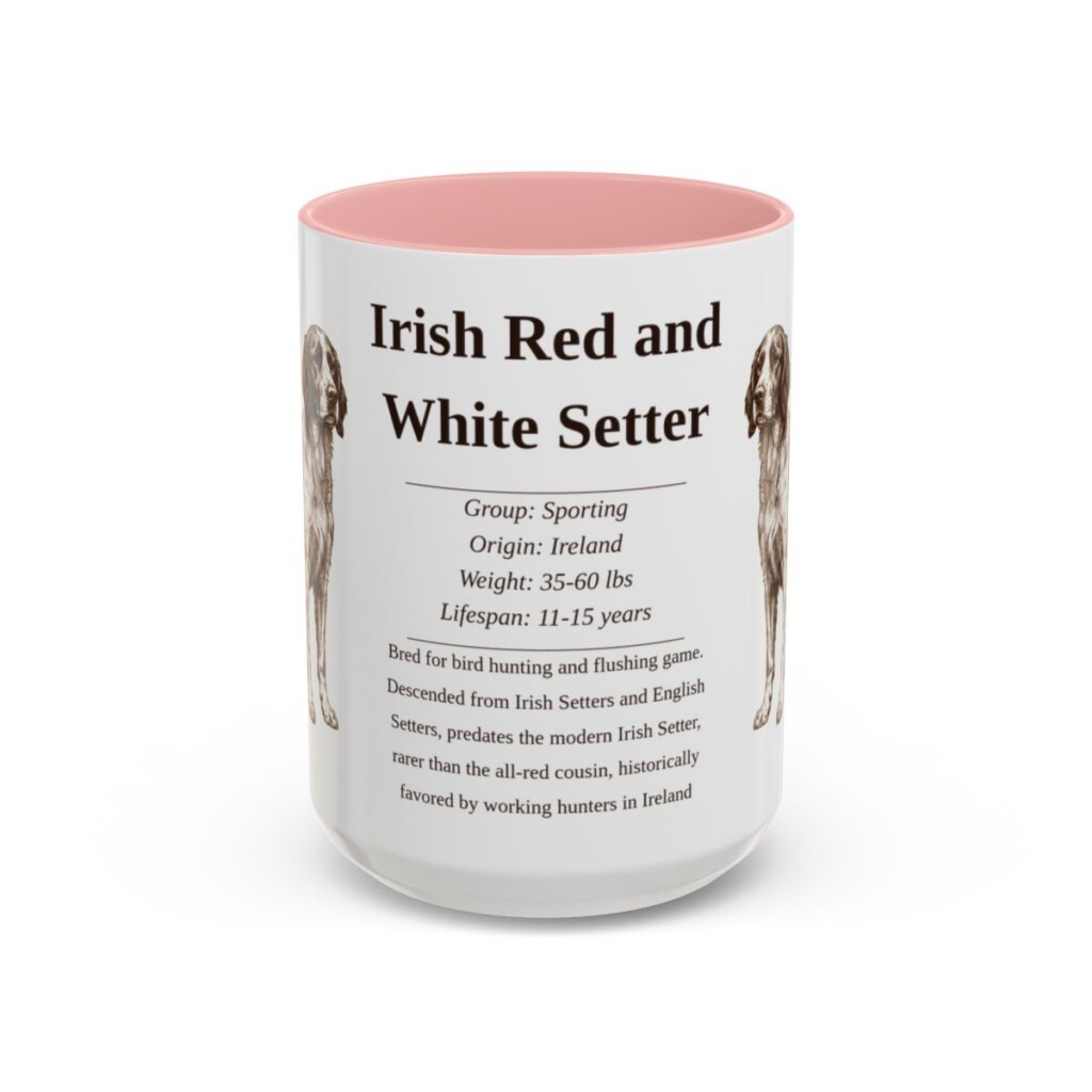 15oz Irish Red and White Setter Mug, Pink, front view