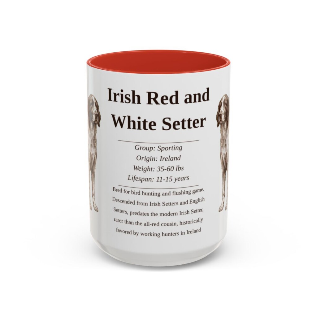 15oz Irish Red and White Setter Mug, Red, front view