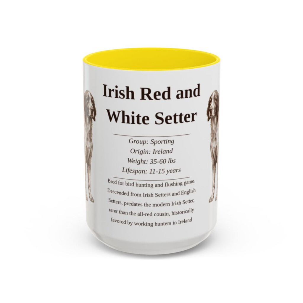 15oz Irish Red and White Setter Mug, Yellow, front view