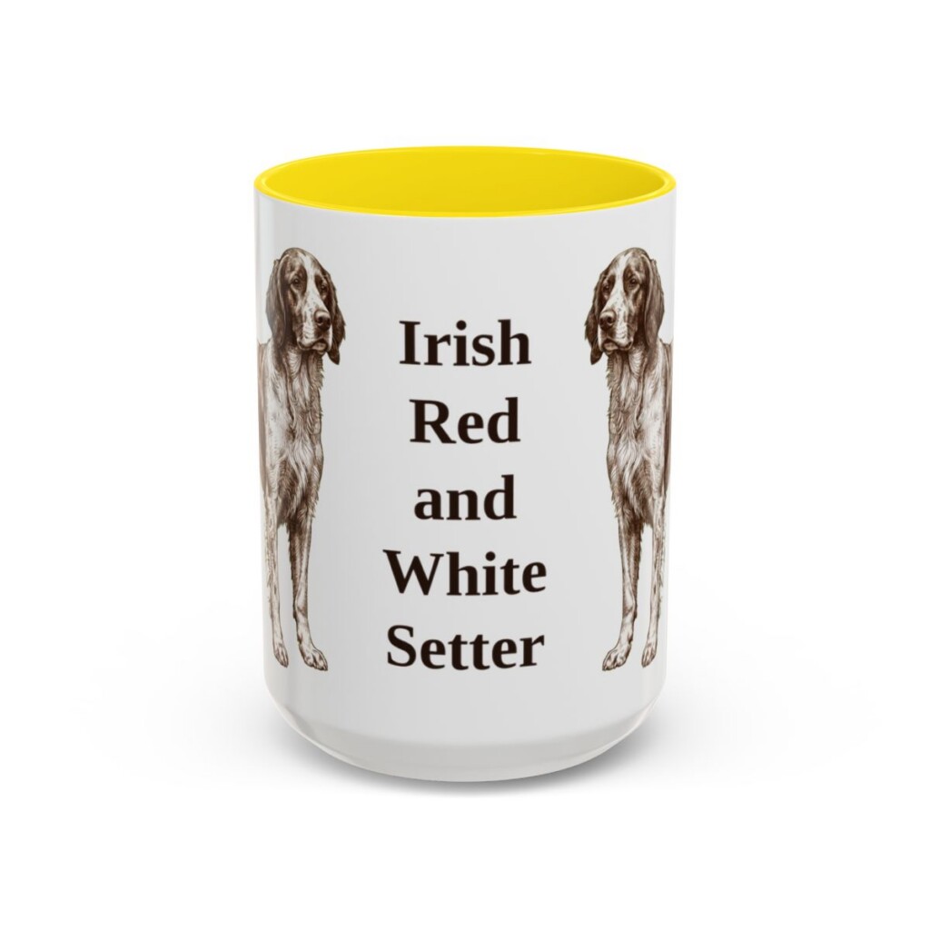 15oz Irish Red and White Setter Mug, Yellow, front view