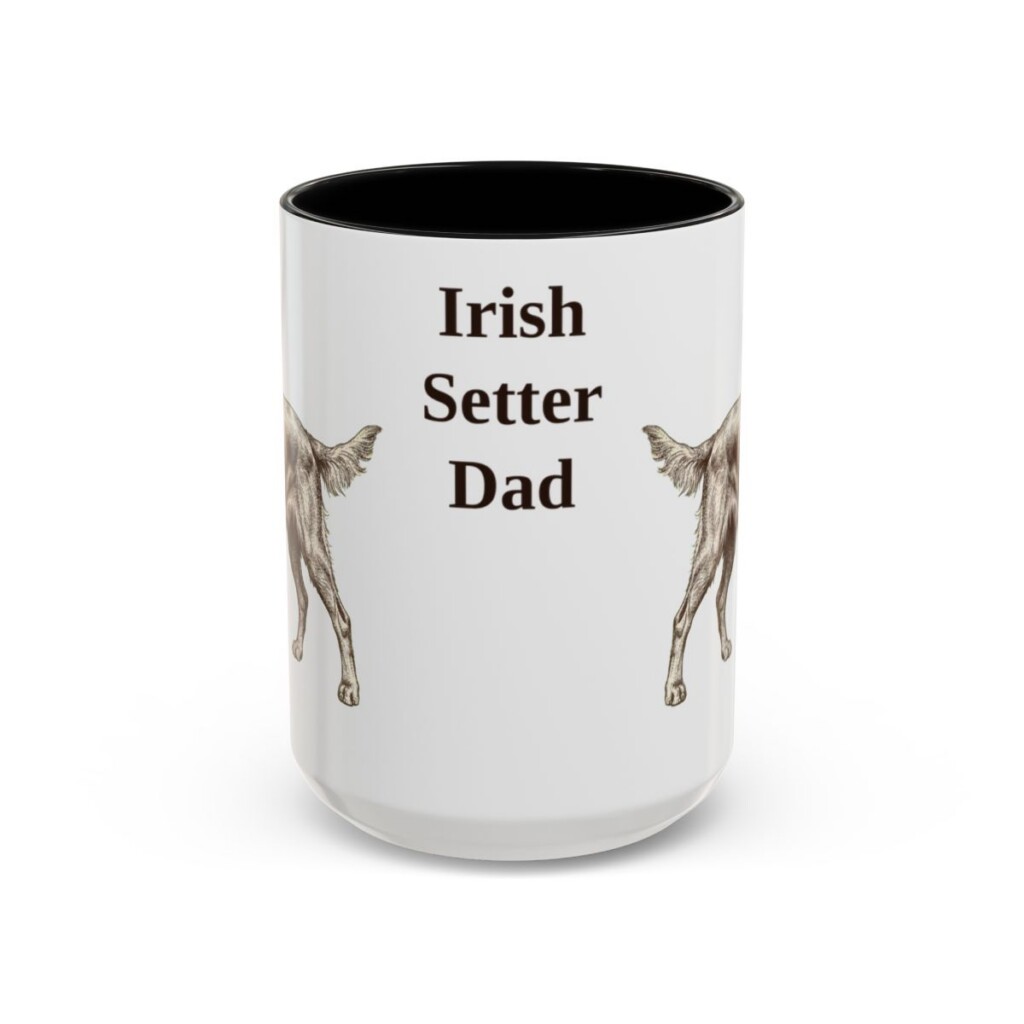 15oz Irish Setter Dog Dad Mug, Black, front view