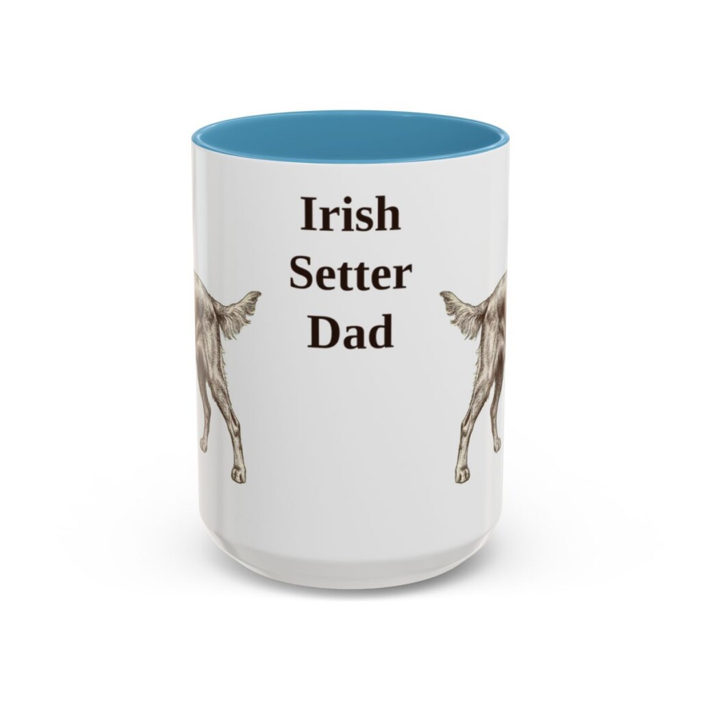 15oz Irish Setter Dog Dad Mug, Light Blue, front view