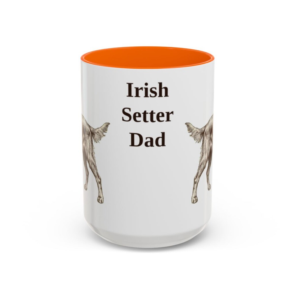 15oz Irish Setter Dog Dad Mug, Orange, front view