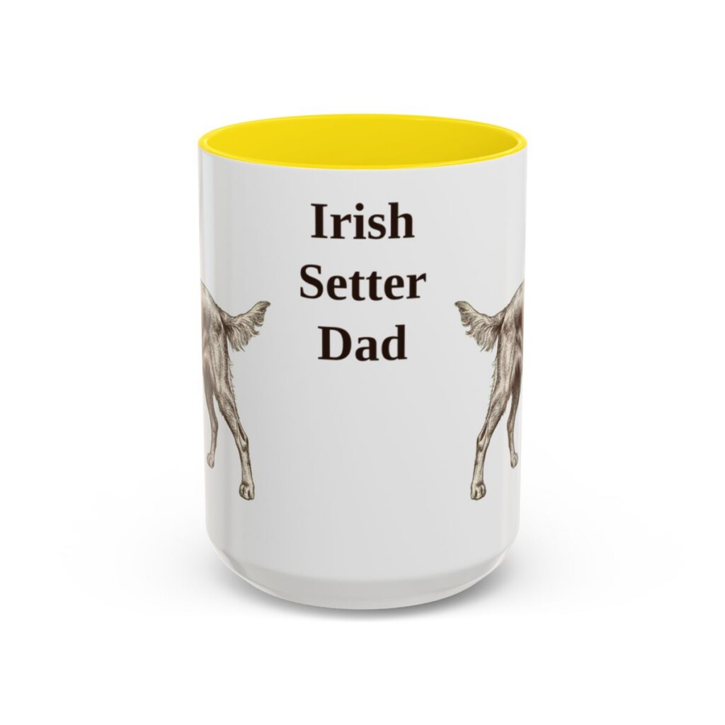 15oz Irish Setter Dog Dad Mug, Yellow, front view