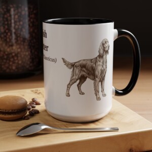 15oz Irish Setter Latin Mug, Black, lifestyle photo