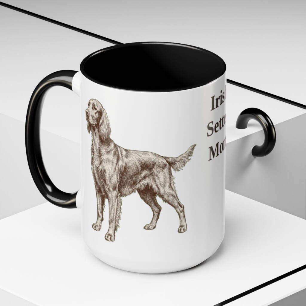 15oz Irish Setter Dog Mom Mug, Black, lifestyle photo