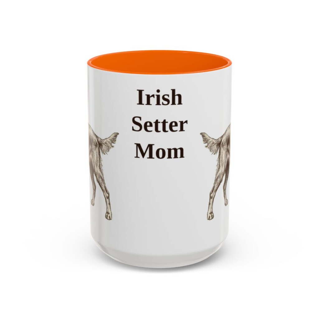 15oz Irish Setter Dog Mom Mug, Orange, front view