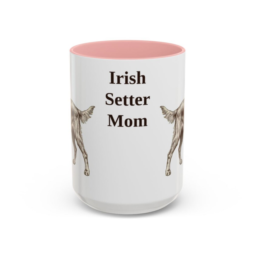 15oz Irish Setter Dog Mom Mug, Pink, front view