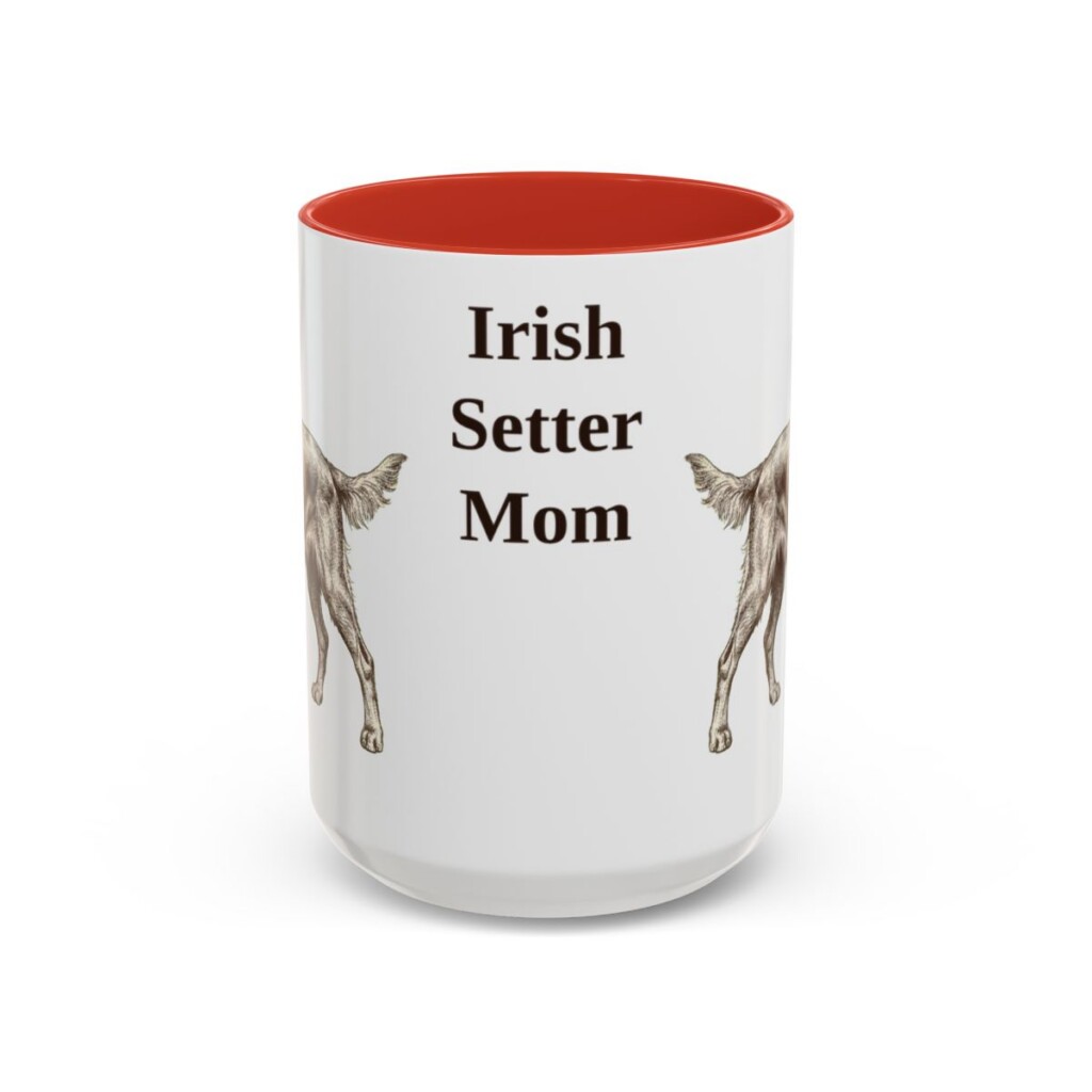 15oz Irish Setter Dog Mom Mug, Red, front view