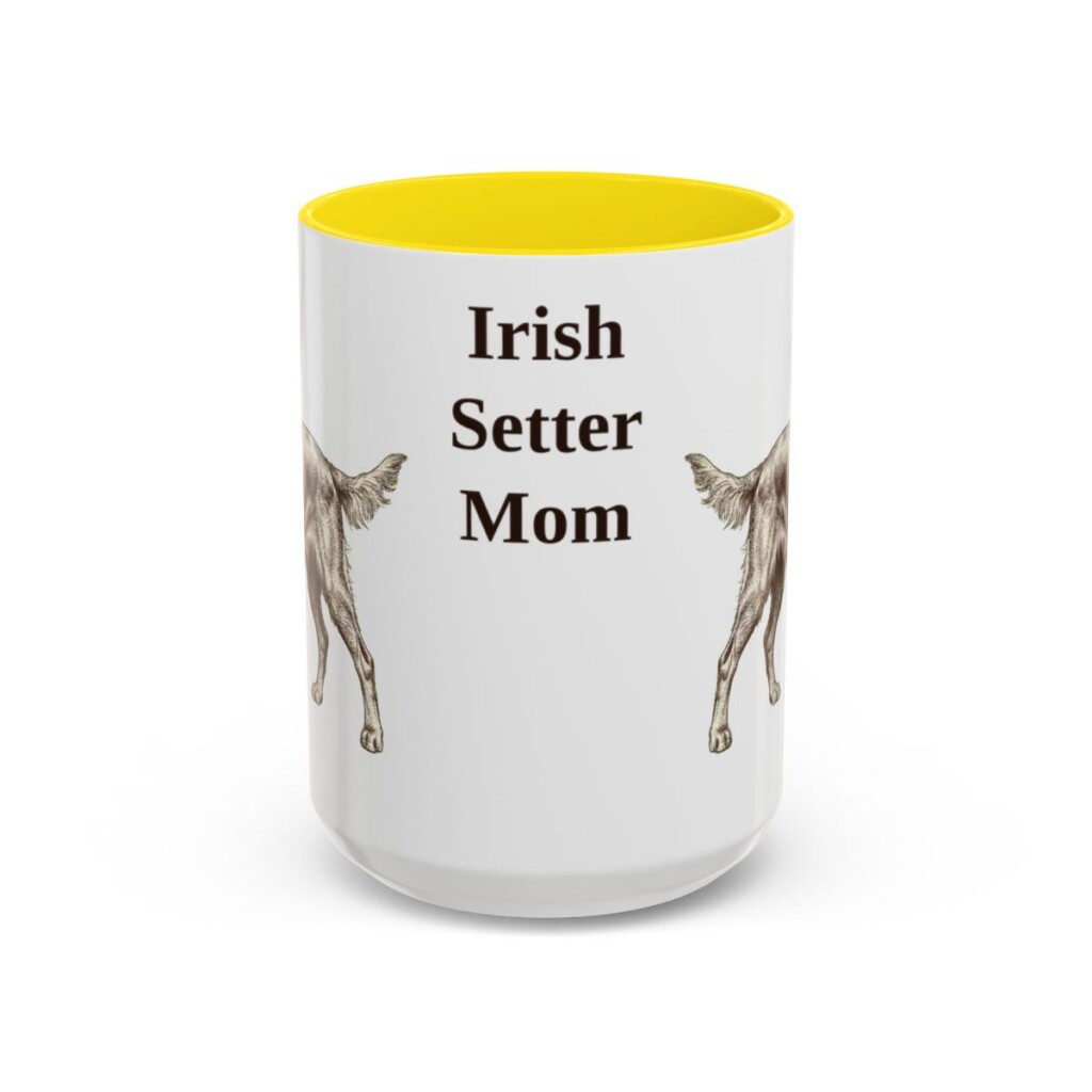 15oz Irish Setter Dog Mom Mug, Yellow, front view