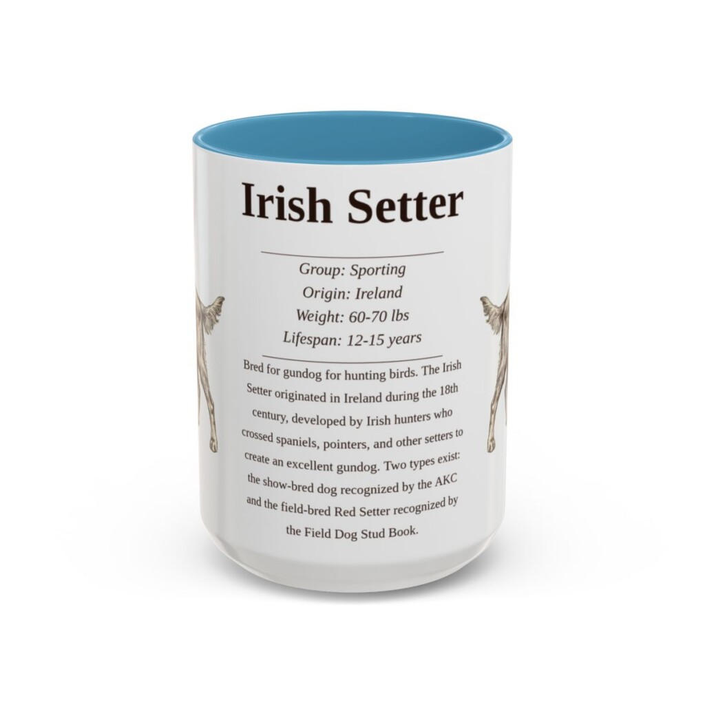 15oz Irish Setter Mug, Light Blue, front view