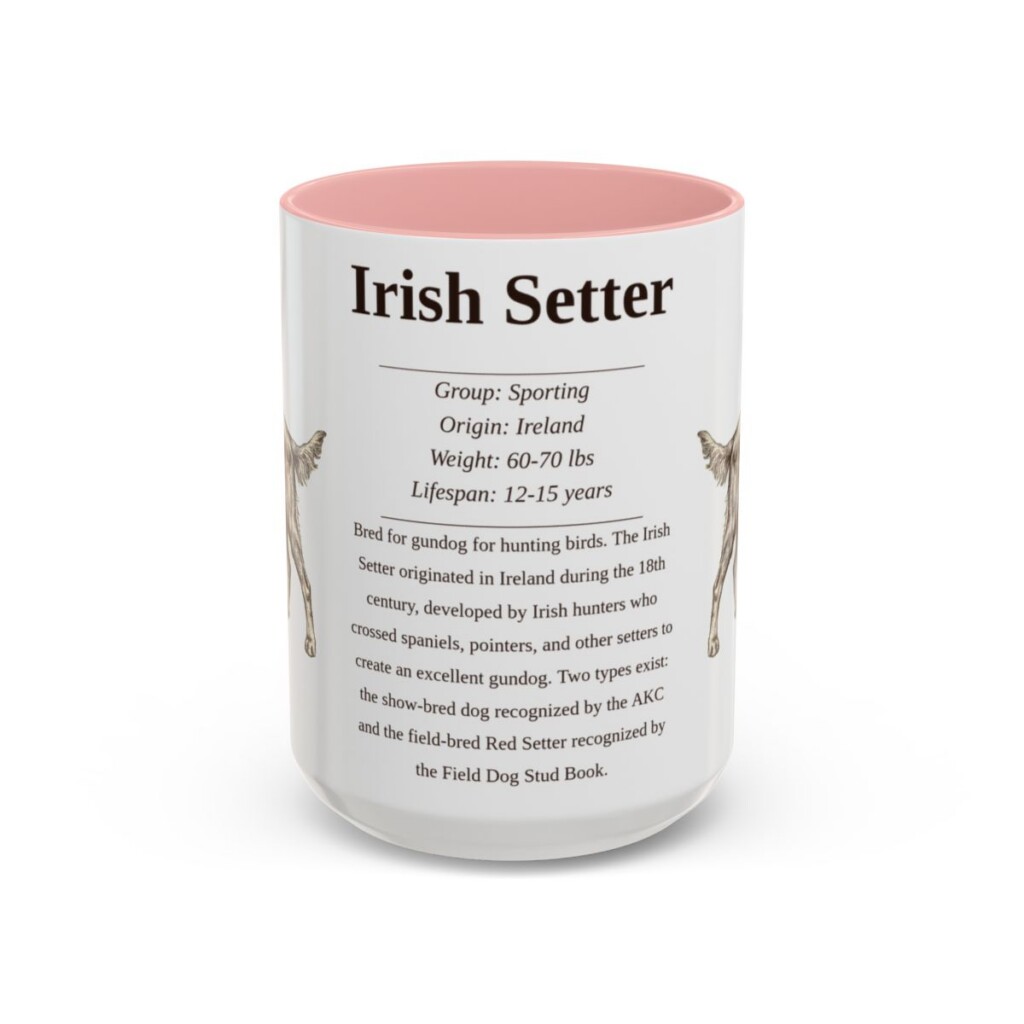 15oz Irish Setter Mug, Pink, front view