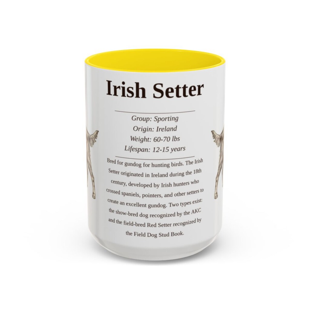 15oz Irish Setter Mug, Yellow, front view
