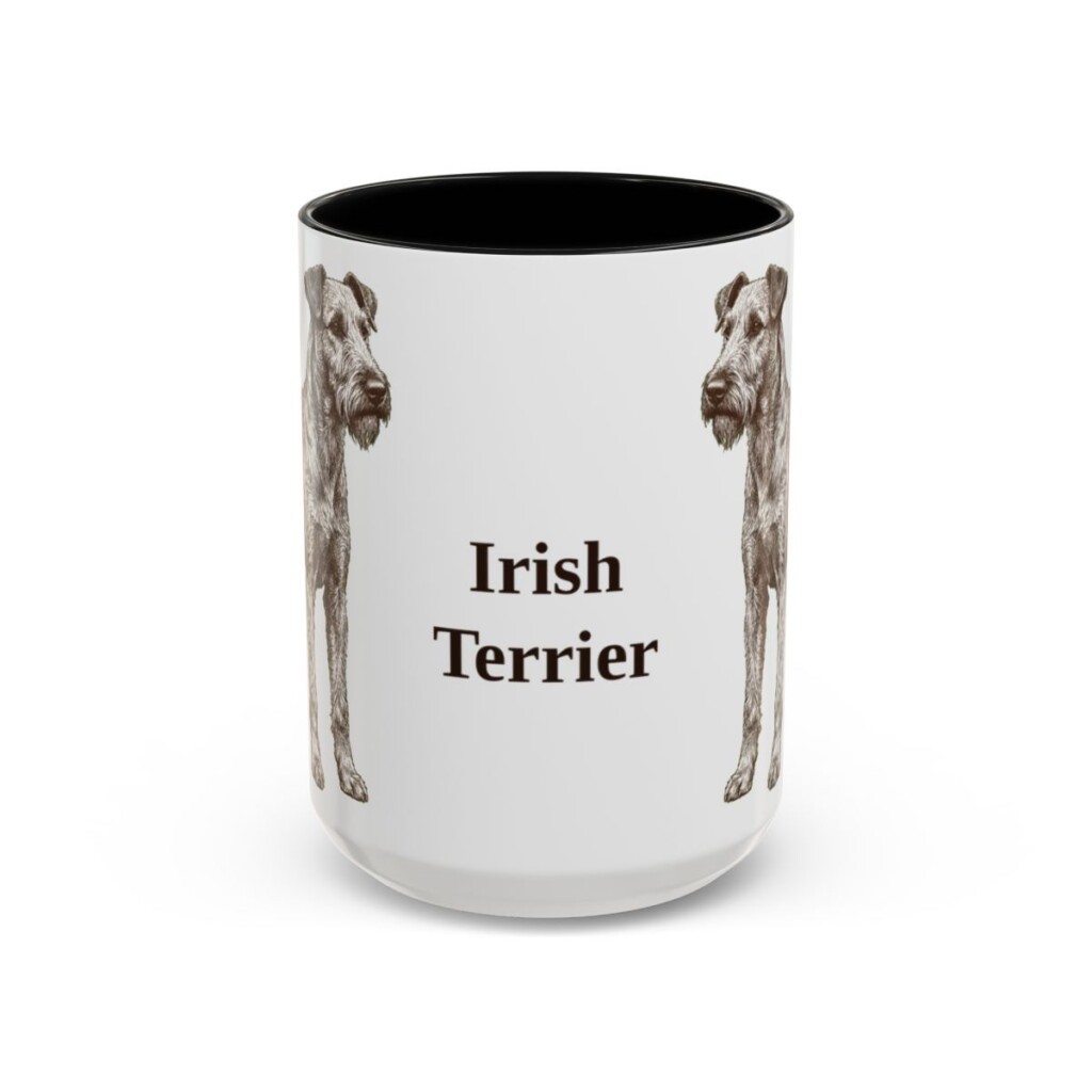 15oz Irish Terrier Mug, Black, front view