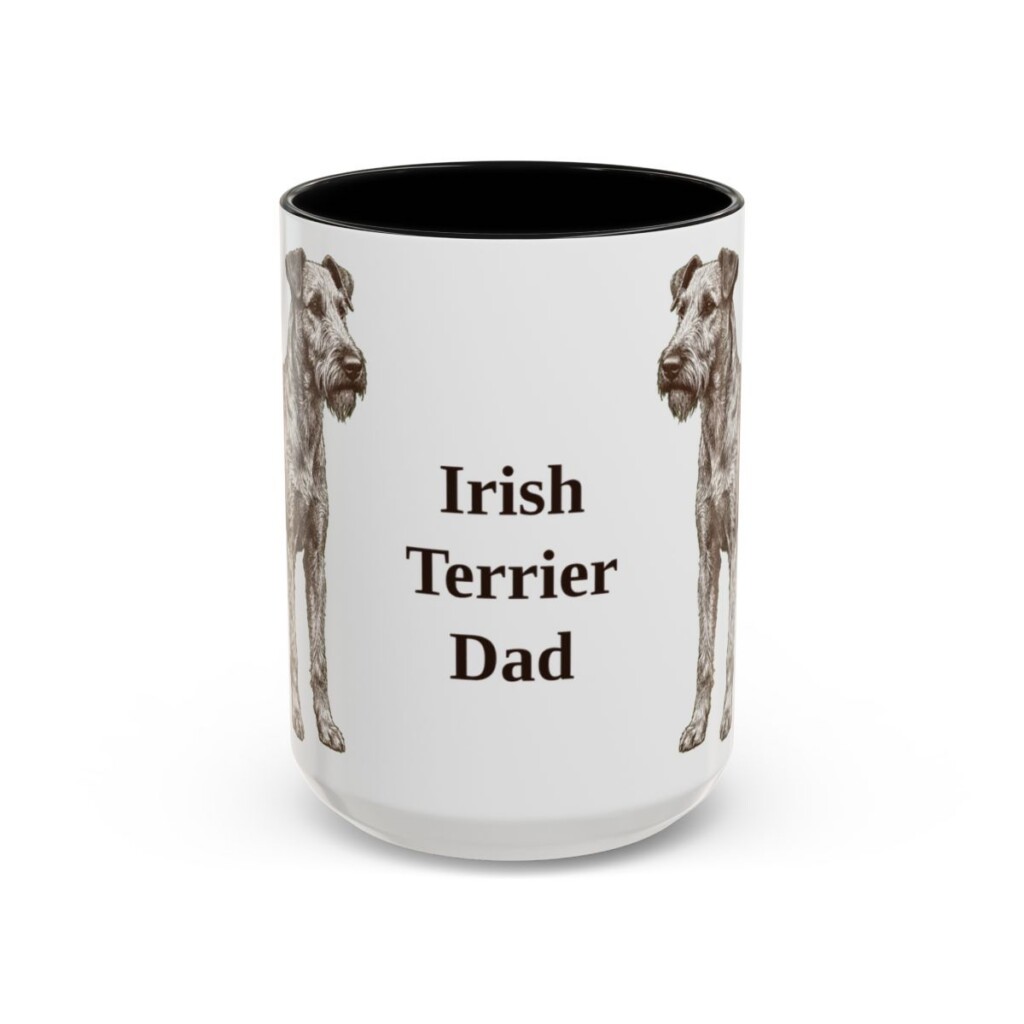 15oz Irish Terrier Dog Dad Mug, Black, front view