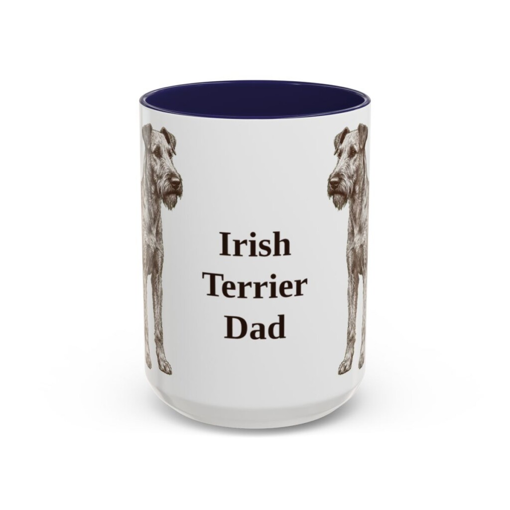 15oz Irish Terrier Dog Dad Mug, Navy, front view