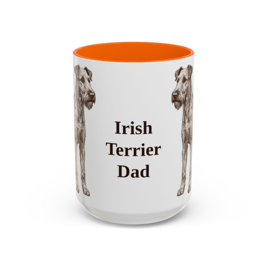 15oz Irish Terrier Dog Dad Mug, Orange, front view