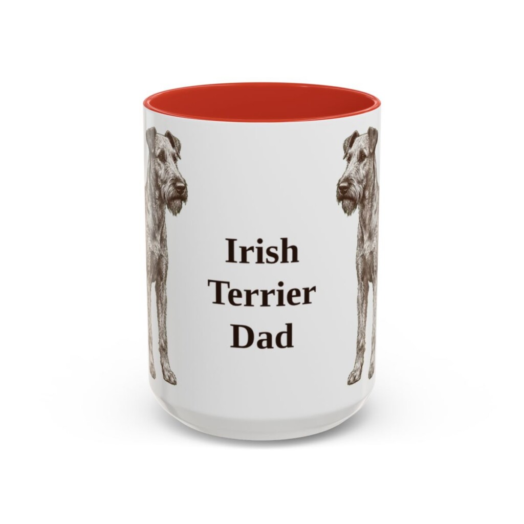 15oz Irish Terrier Dog Dad Mug, Red, front view