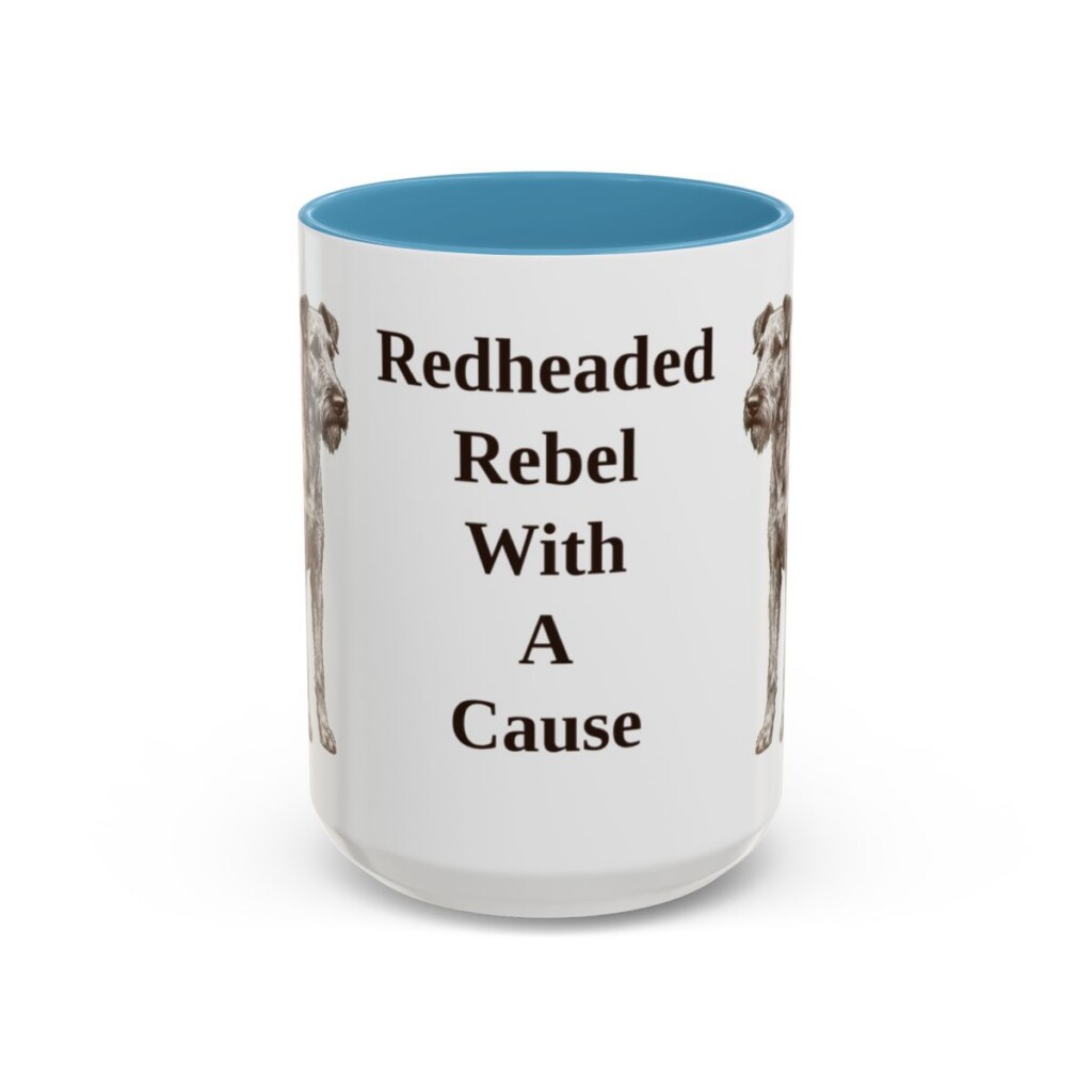 15oz Funny Irish Terrier Mug, Light Blue, front view