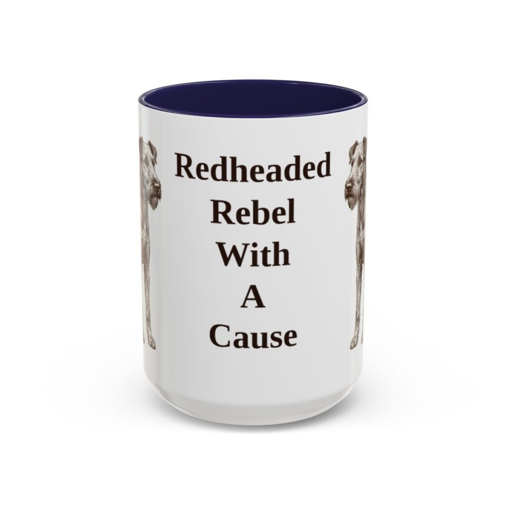 15oz Funny Irish Terrier Mug, Navy, front view