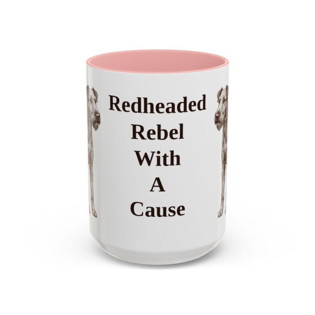 15oz Funny Irish Terrier Mug, Pink, front view