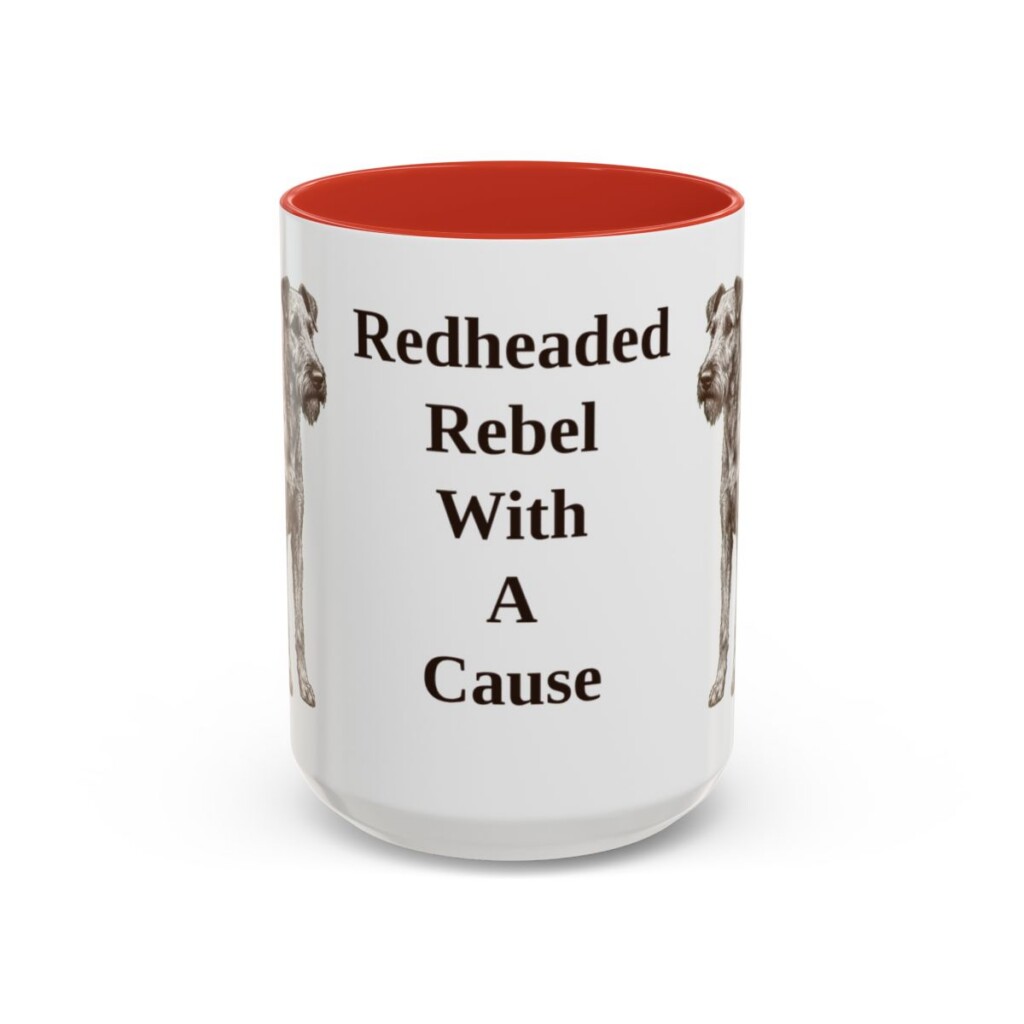 15oz Funny Irish Terrier Mug, Red, front view