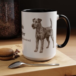 15oz Irish Terrier Latin Mug, Black, lifestyle photo