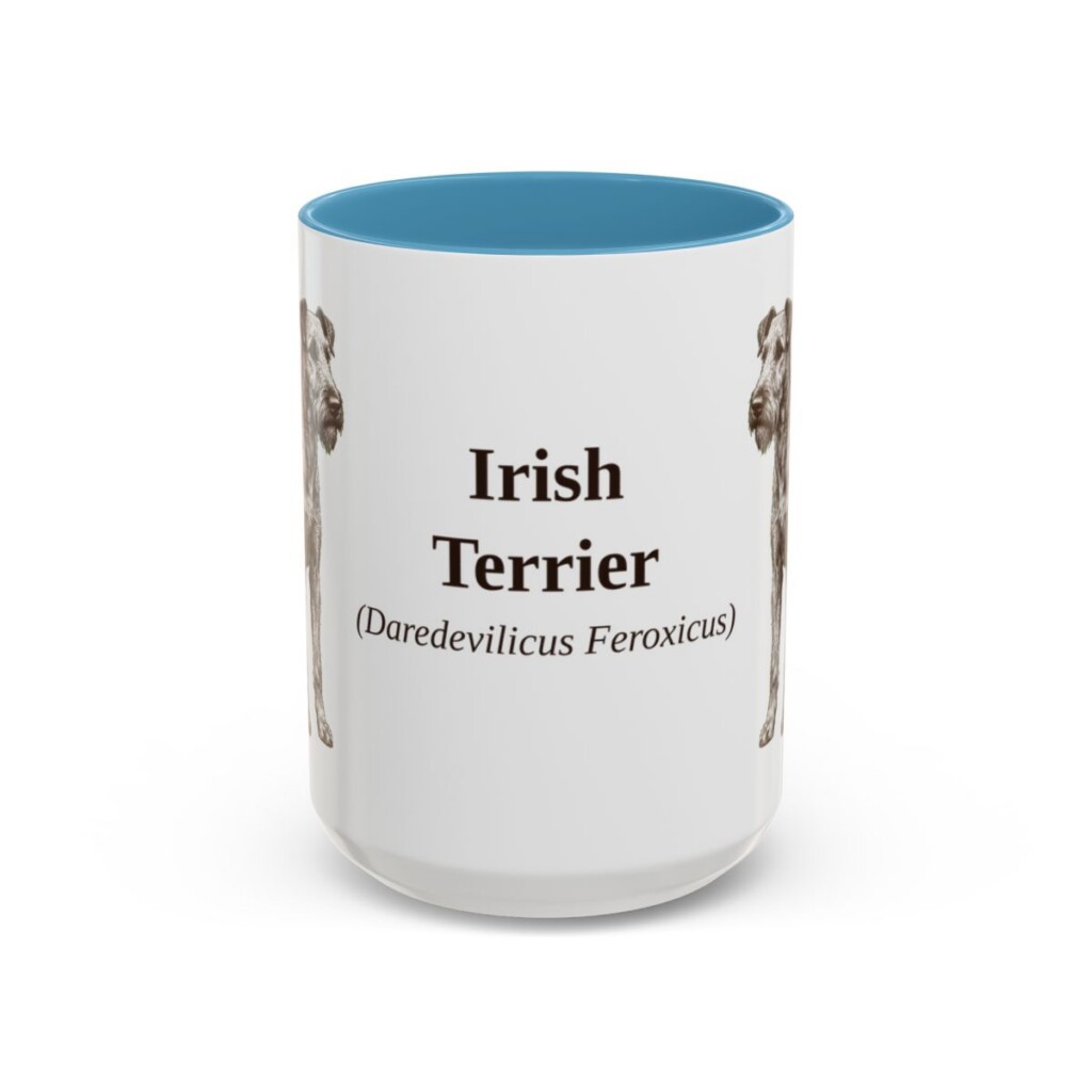 15oz-irish-terrier-mug-latin-light-blue 15oz Irish Terrier Latin Mug, Light Blue, front view