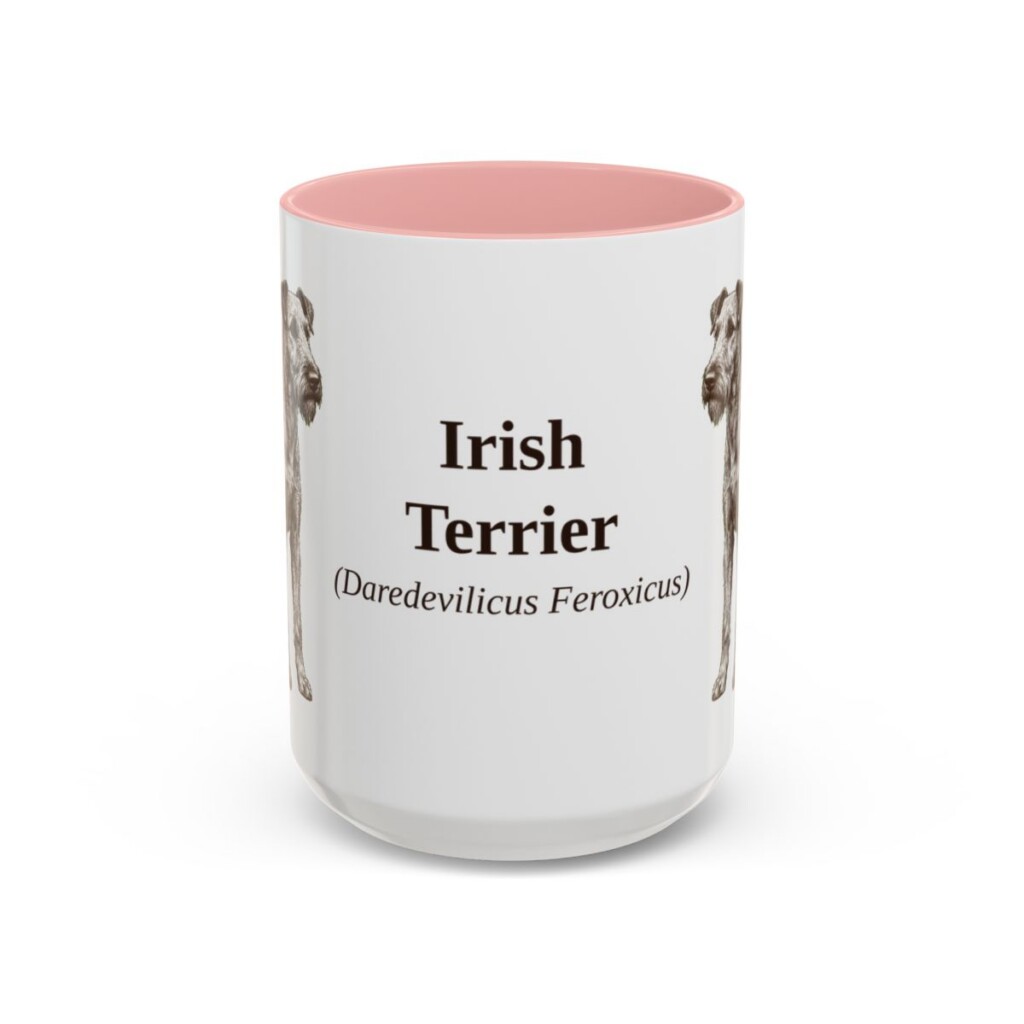 15oz-irish-terrier-mug-latin-pink 15oz Irish Terrier Latin Mug, Pink, front view