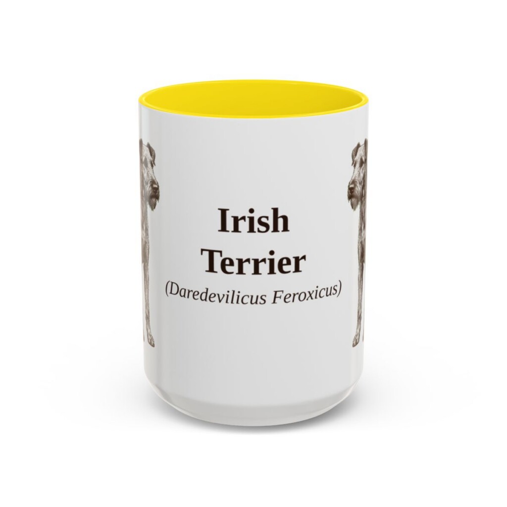 15oz-irish-terrier-mug-latin-yellow 15oz Irish Terrier Latin Mug, Yellow, front view
