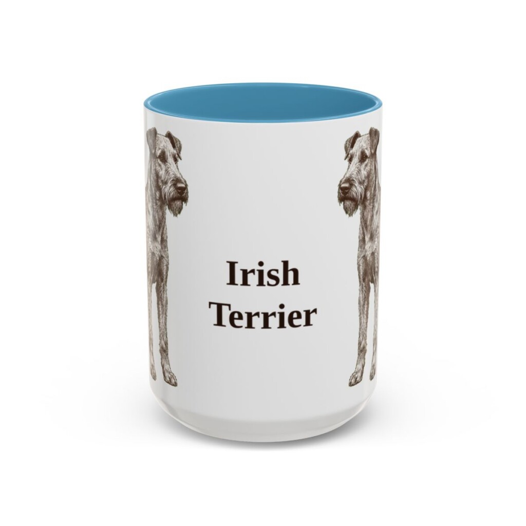 15oz Irish Terrier Mug, Light Blue, front view