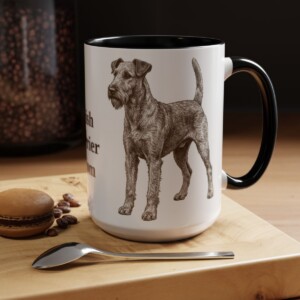 15oz Irish Terrier Dog Mom Mug, Black, lifestyle photo