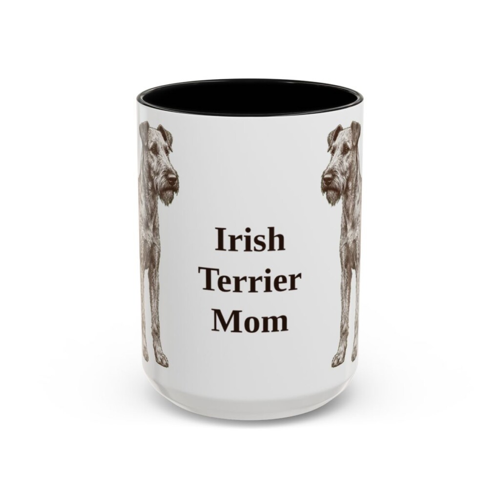 15oz Irish Terrier Dog Mom Mug, Black, front view