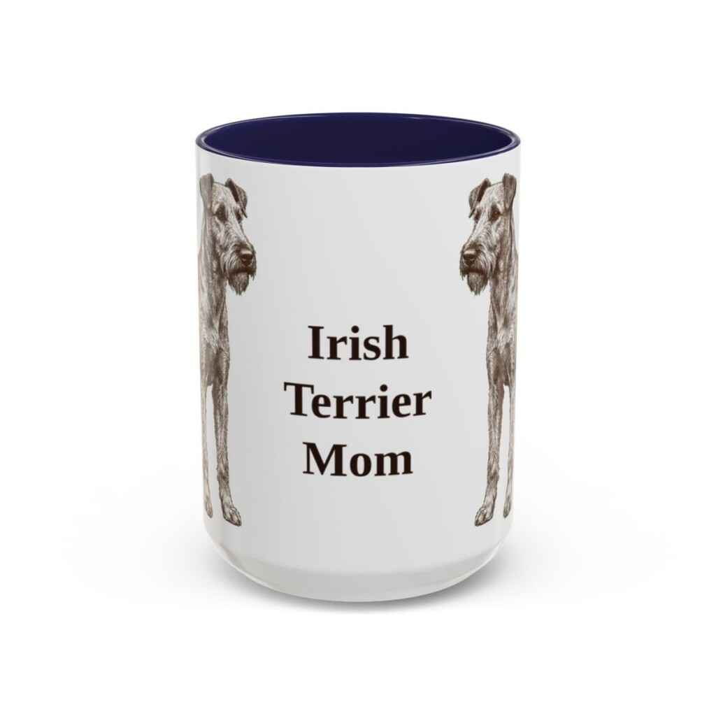 15oz Irish Terrier Dog Mom Mug, Navy, front view